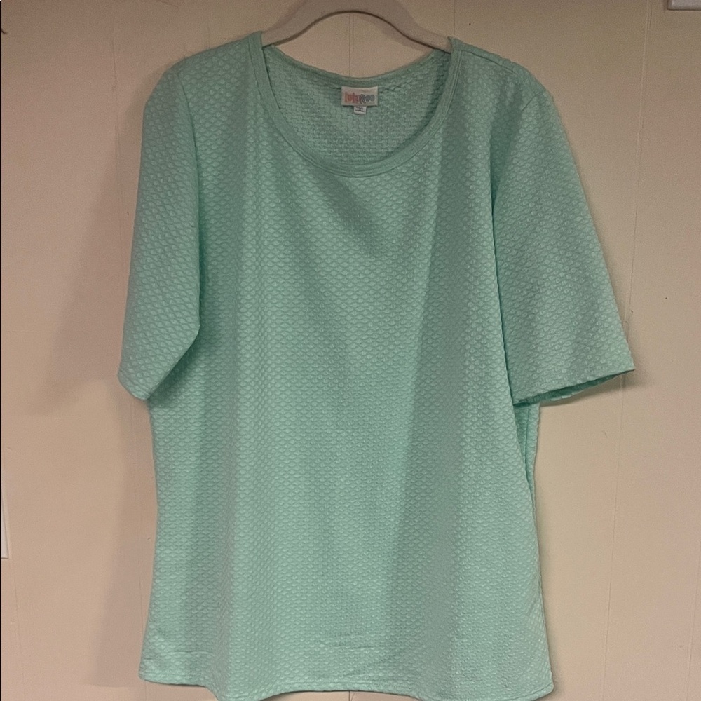LuLaRoe Light Green Textured Short Sleeve Top